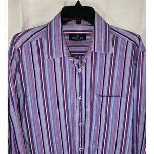 Bugatchi Mens XL Purple‎ Striped Flip Cuff Button-Up Dress Shirt